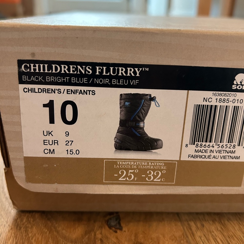 Sorel Children's Black and Bright Blue Flurry Boots - Picture 3 of 5